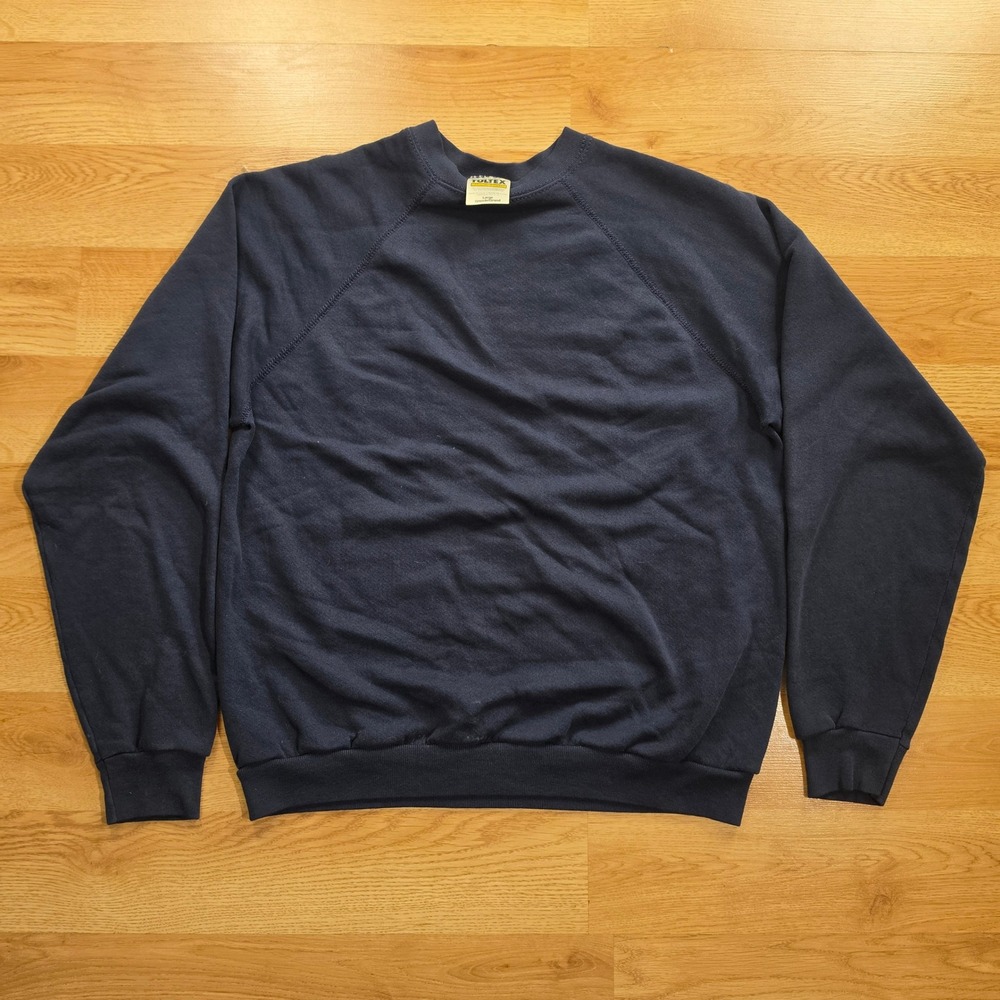 Tultex Sweatshirt Mens Large Blue Vintage Maximum Sweats Raglan Blank USA Made